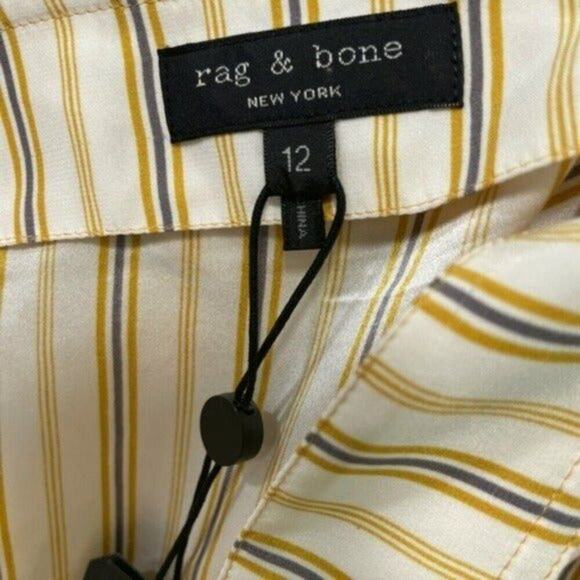 Rag & Bone Felix Stripe Silk Skirt Yellow size 12 - Picture 5 of 8